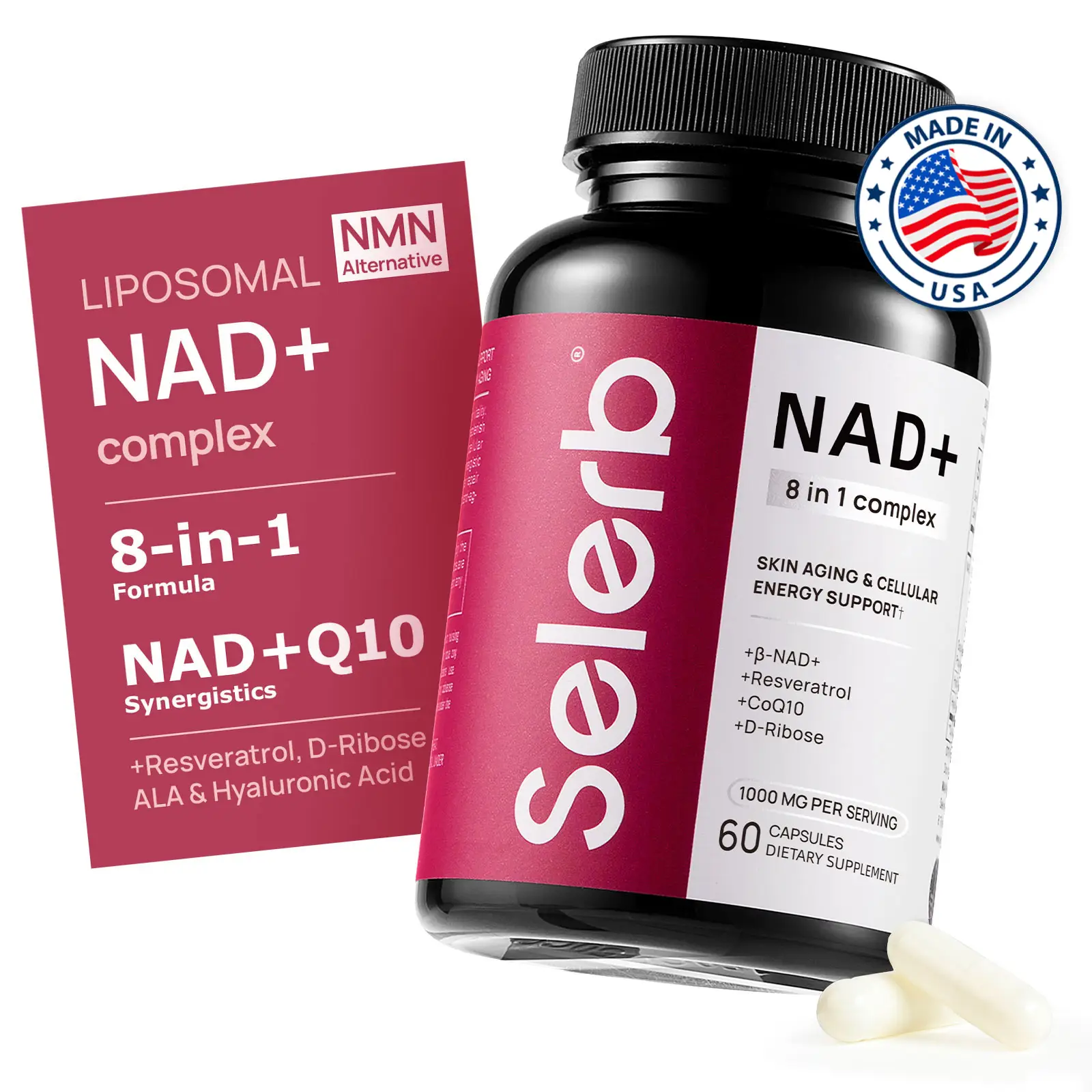 NAD+ Supplement for Women - NMN Alternative with β-NAD+, Trans-Resveratrol, CoQ10, D-Ribose - Promotes Cellular Renewal, Energy, and Radiant Skin Heal