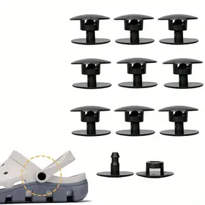 Plastic Shoe Rivets - Quick Repair Accessory for Foam Clogs and Slip-On Footwear - Durable Snap Fastener Buttons - Footwear Accessories - Black