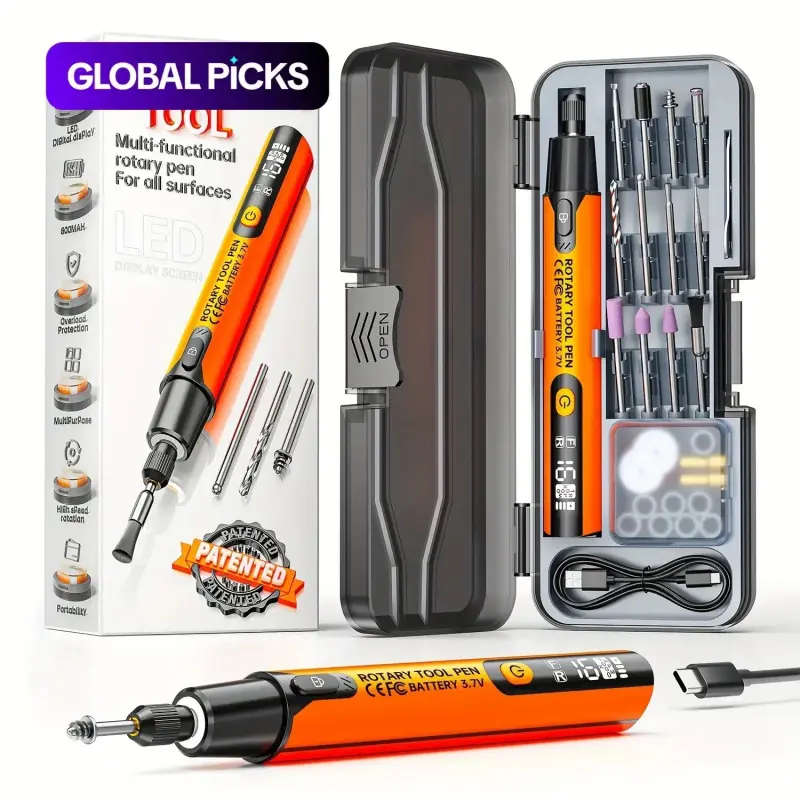 2026 New Model,39pcs USB-Powered Electric Grinding & Polishing Tool Set - Car Polisher, Electric Angle Grinding Machine, Rotary Pen, Rotary Tool Accessories - Cordless Drill Bits, Multi-Speed for Wood, Metal & Gemstone Carving - Polishing Rotary Tool Set
