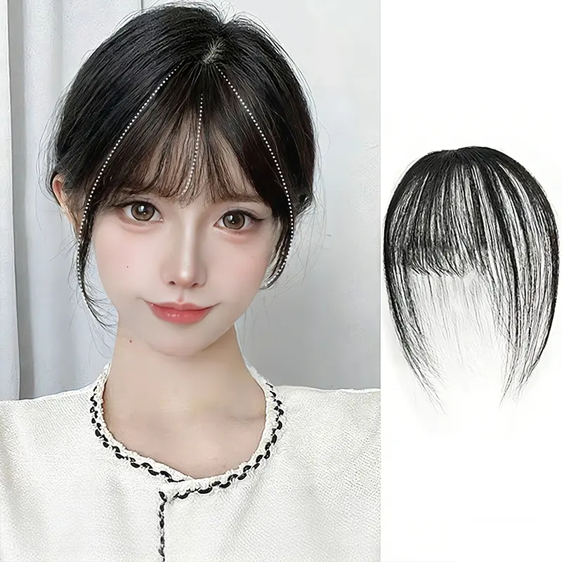 Easily cope with various occasioFull Human Hair 3D Air Bangs Topper for Women – French Fringe Style, Natural Hairline, Lightweight & Seamless. Covers Gray Hair & Adds Volume at Crown.ns Hair Extensions