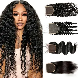 #  SummerVibes | Burmese Virgin Hair: Curly, Straight, Body Wave; 4x4/5x4 Lace Closure, HD Transparent Lace, Free Part, Pre-plucked Natural Black, 15A Grade Real Human Hair with Spiral Ends