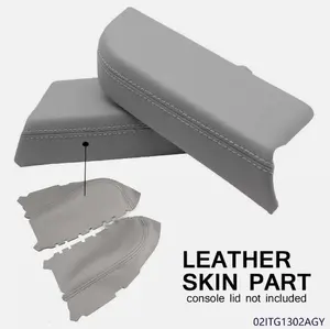 CROSSDESIGN Fit For 09-15 HONDA PILOT PAIR FRONT DOOR PANELS CARD ARMREST LEATHER COVER GREY