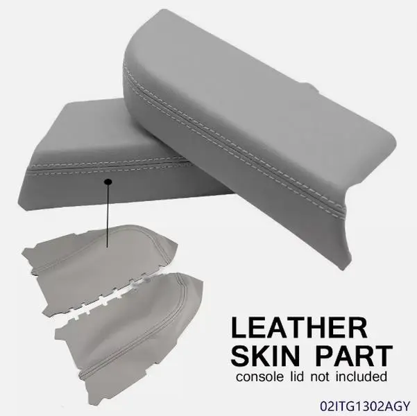 CROSSDESIGN Cut-to-Fit Front Door Panel Card Armrest Leather Covers Pair - 09-15 Honda Pilot, Grey Car Interior Moldings Panel Set, High-Quality Materials, Long-Lasting Durability, Vehicle Decoration, Replacement, Cheaper Replacement Cost