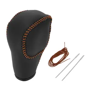 Gear Shift Knob Cover for Ford for Ranger 2019-2022 Anti-Slip Stick Shifting Handle Protector Faux Leather Black Brown