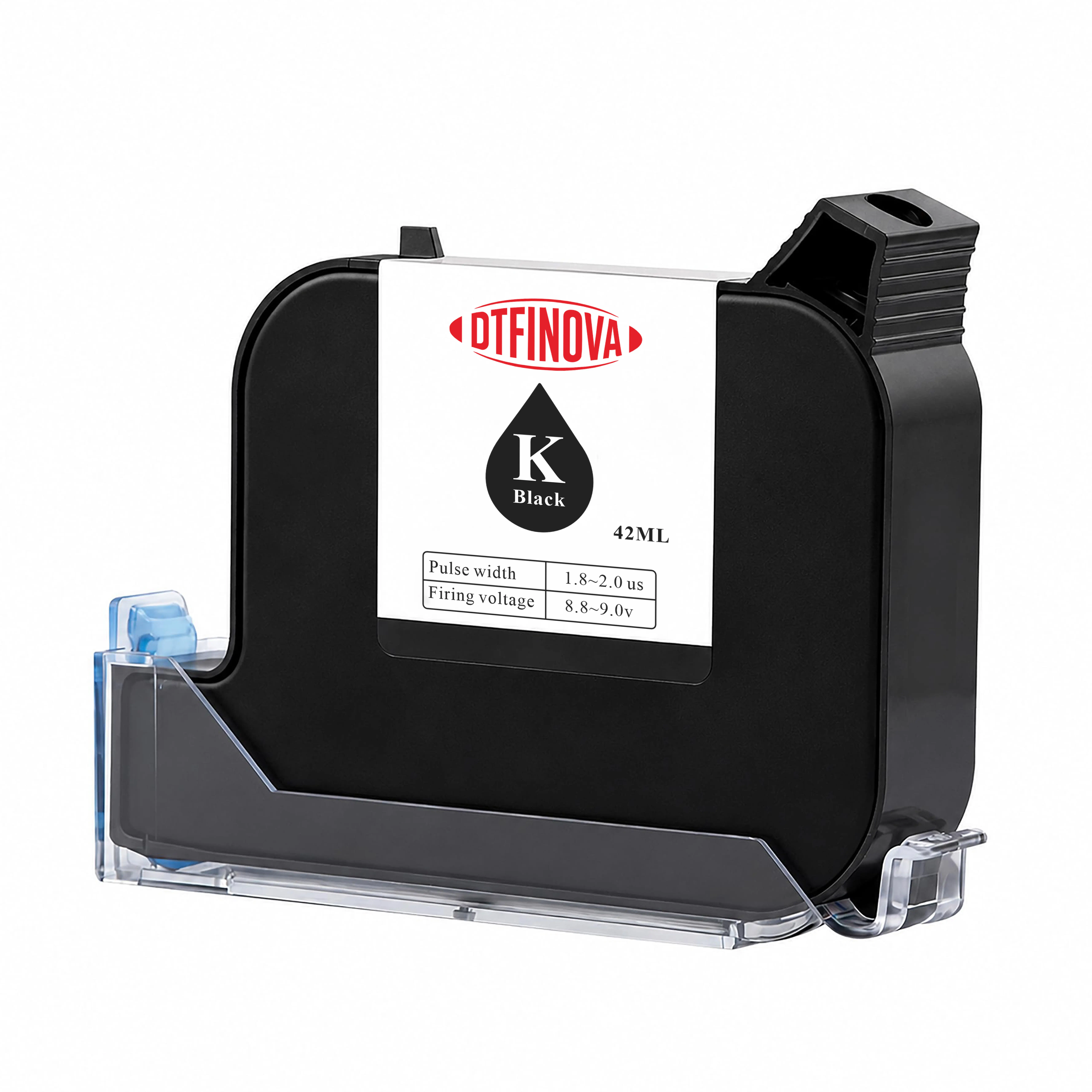 DTFINOVA Black Ink Cartridge for Handheld Inkjet Printer, 42ml Quick-Dry Solvent Ink, Chip-Free Replacement, 12.7mm Print Height for Cardboard, Plastic, wood,Metal, Glass