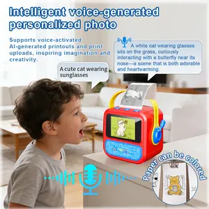 Portable Mini Printer, Smart Voice-Activated Wireless Label Printer with Paper, App Image Printing, USB Rechargeable, for Notes, Study & Kids DIY, Compatible with iOS & Android