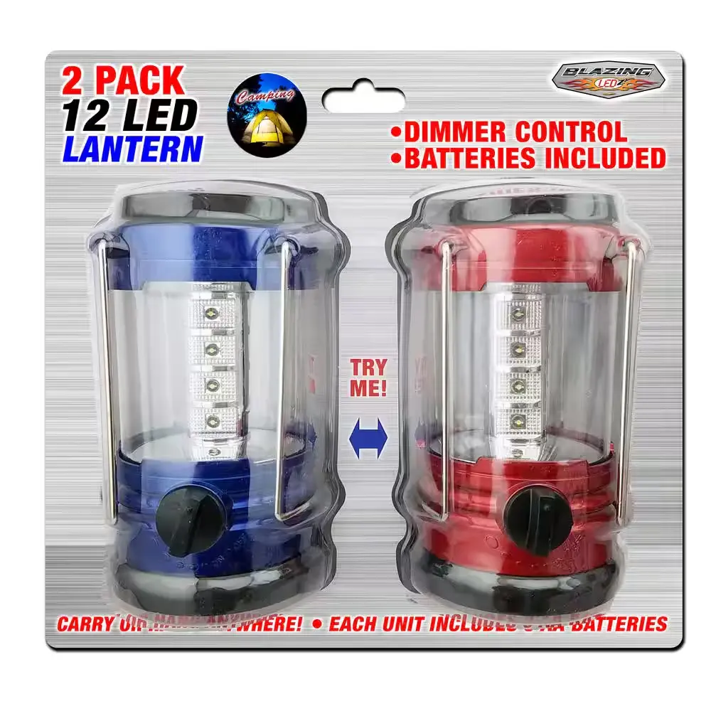 NEW Battery Powered LED Camping Lantern Set 12 Lights Each 2 Pack for Outdoors Blazing LEDz