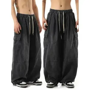 Black Baggy Cargo Jeans Trousers Men Casual Wide leg Jogging Pants Oversize Vintage Straight Loose Work Jeans Pants Soft ComfortRAIMENTRY