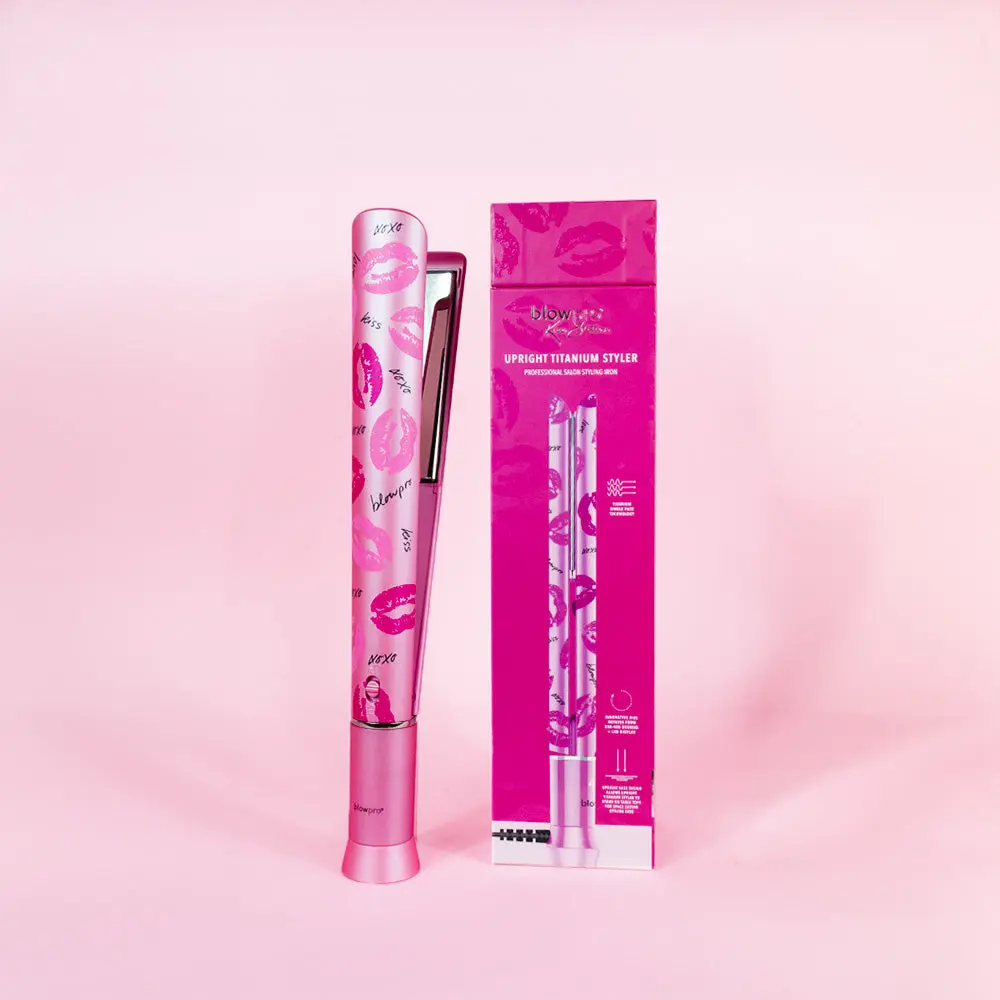 Kiss Edition Upright Titanium Styler - Pink Design with Electrical Plug, Comfortable Grip, and Stylish Packaging Hair Straightening Iron