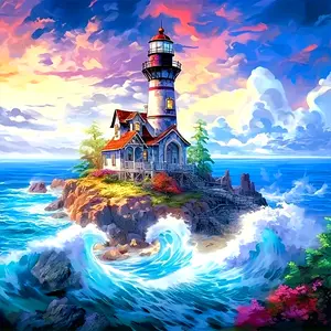 DIY Diamond Painting Kit, Beloved Lighthouse Cottage Special Pattern, Handmade Oil Canvas Decoration, Suitable for Home Bedroom Living Room Decoration or Gift - Give to Yourself and Family the Best