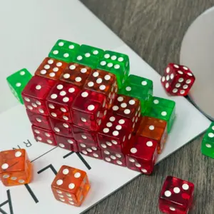 16mm Colorful Transparent Acrylic Dice Set, Durable Tabletop Gaming Accessories, Party Favors, Card Game Essentials, Board Game, Home Entertainment