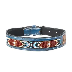 Running Free Beaded Heritage Dog Collar In Brown