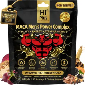 HiPlus 50,000mg Shilajit Maca Capsules High Potency Formula with Ashwagandha Panax Ginseng & Horny Goat Weed Boosts Energy Stamina Vitality for Men 150 Softgels Healthcare Fitness