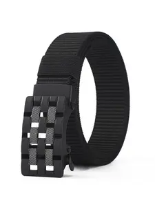 Men's Tactical Nylon Belt with Auto Buckle, Adjustable No-Hole Waistband, Durable Breathable Outdoor Work Pants Strap, Versatile Commute Gear, Adjustable Belts