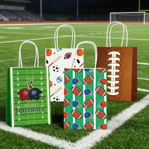 12-Pack Football-Themed Gift Bags, Printed Paper Party Favors, Sports Theme Party Supplies, Wedding & Back-To-School Gifts
