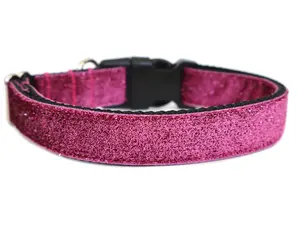 Rose Pink Glitter Dog Collar Sparkly Princess Collar for Pups
