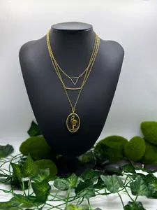 Golden Flamingo Layered Resin Necklace