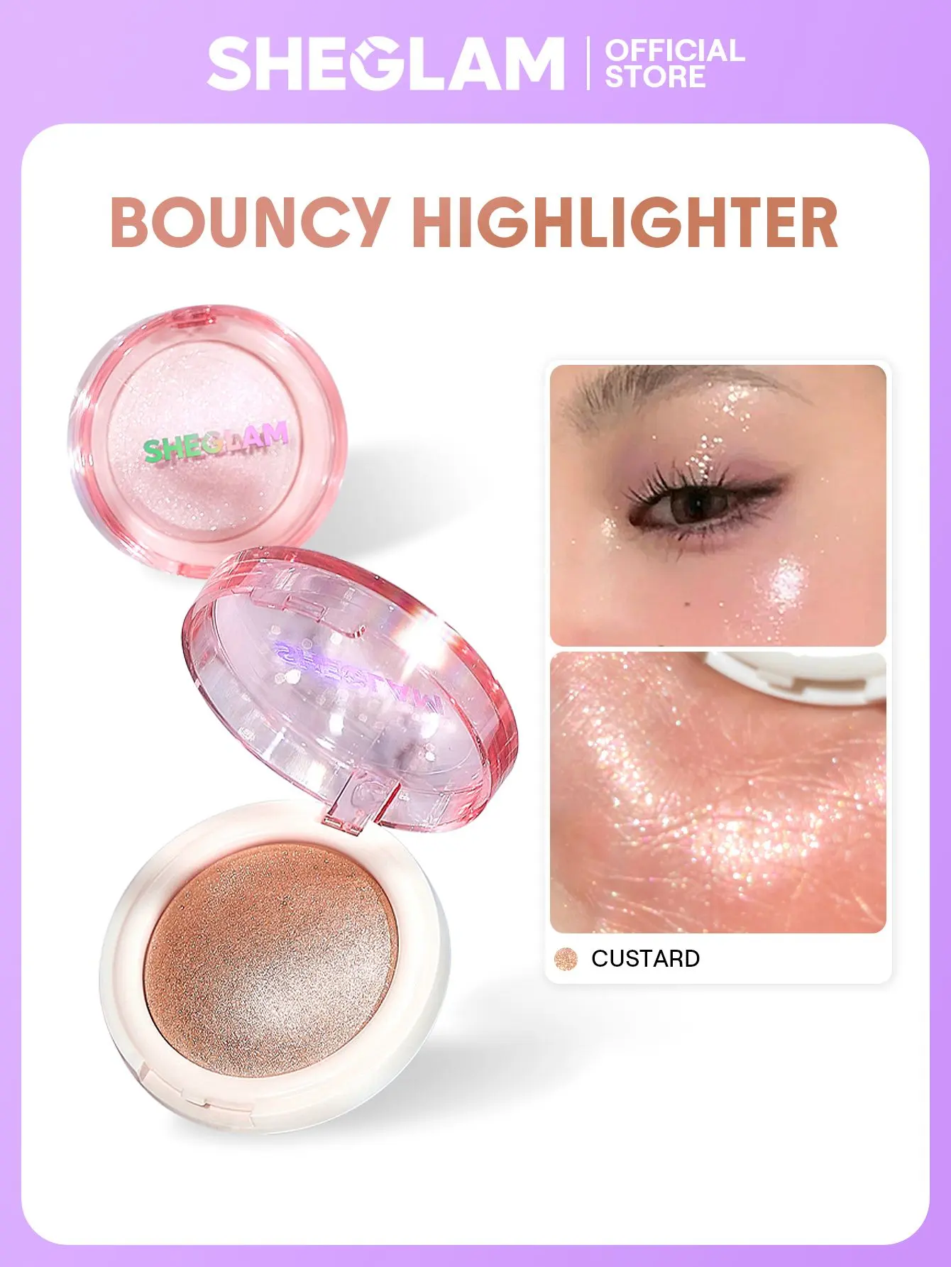 【FREE SHIPPING】SHEGLAM Glowchi Bouncy Highlighter Mochi Texture Shimmer No Fallout Pressed Powder Face Makeup Long Lasting