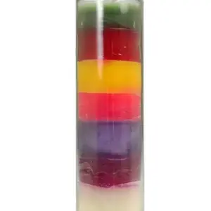 7-Color Candle Full Spiritual Power for Cleansing Protection & Abundance Veladora 7 Colores Rainbow Energy prayer candle prayer candle