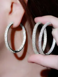Rhinestone Decorated Hoop Earrings, Statement Earrings, Fashionable Earrings for Women, Fashion Jewelry Party, Daily Use, Trendy All-match & Exquisite Jewelry for Birthday Gift