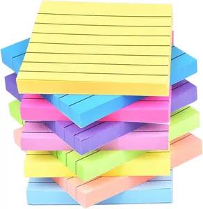 9 Pack Lined Sticky Notes 3”x3” Bright Colors Self-Stick Note Pads with Line, Bulk Sticky Memo Pad for School, Office, Meeting