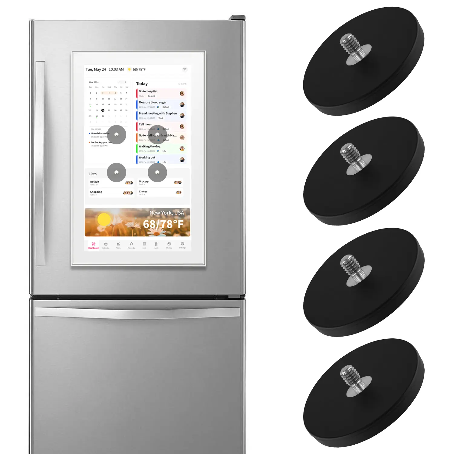 Magnetic Fridge Mount for Digital Calendar, Compatible with SmartFamilyPlanner, YENOCK, SSA, Moonka, Dxmart, Scratch Resistant, Tool-Free Easy Install, Digital Calendar Accessory