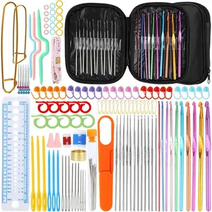 127PCS Ergonomic Crochet Hook Set with DIY Knitting Accessories and Portable Bag, Crochet Set for All Patterns Wool Types - Home Improvement