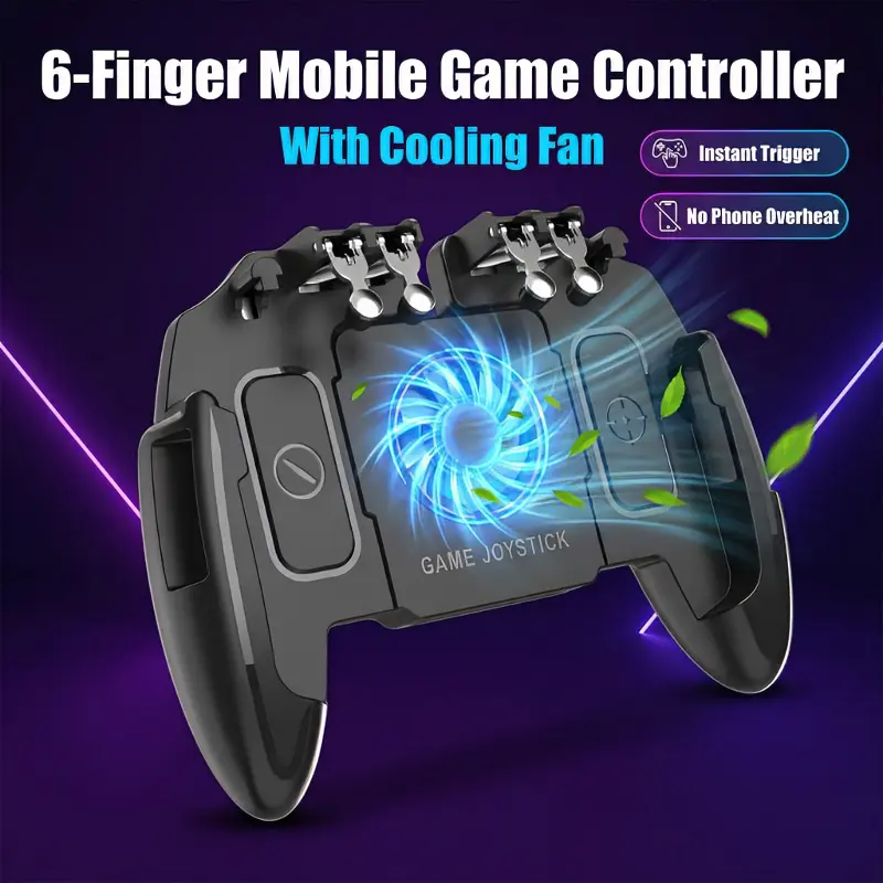 Ytuomzi Ergonomic Esports Smartphone Game Handle with Cooling Fan, Adjustable Alloy Triggers, Hall Effect Stick, Non-Slip Grip, Custom Retro Buttons, Micro USB Cable for 4.7-6.5" Android/iOS Phones - Game Accessories, Console Controller Accessories
