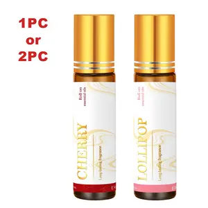 2pc/1pc 10ML Cherry Lollipop Rollerball Essential Oil Aromatherapy, Therapeutic Multi-Purpose Portable Massage Oil, Long-Lasting Scent, Suitable for Diffusers & Humidifiers