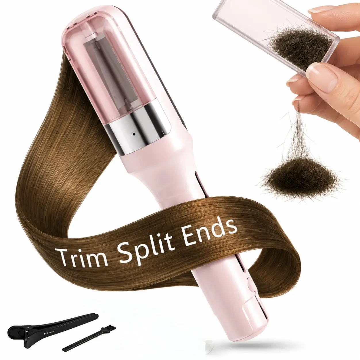 Split Ends Hair Trimmer for Women, Cordless Rechargeable Hair Split Ender, Removes Damaged Hair Without Changing Length, Type C Charging, Portable Hair Care Styling Tool