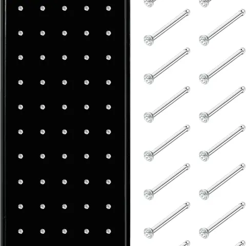 60Pcs Hypoallergenic Stainless Steel Nose Studs for Women Men Sparkly CZ Small 22G Nose Studs Rings Piercing Chic Body Jewelry 1.5mm 2mm 2.5mm Nose Piercings Kit Nose Rings Set