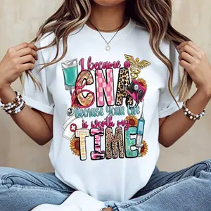 2026 New Boxy Fit Tee 100% Premium CottonCna Nurse Life Is Worth My Time Printed Graphic T-Shirt Casual Short Sleeve Tee For Women Daily Wear Work Uniform GiftUnisex Boxy Fit Heavyweight Tee