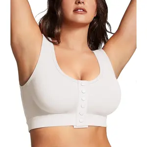 Front Closure Post Surgery Compression Bras for Women Mastectomy Full Coverage Wireless Bra Back Smoothing