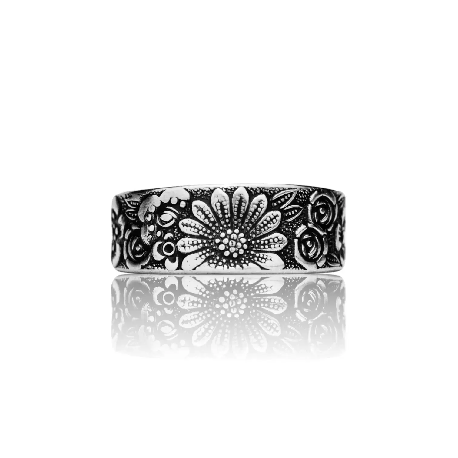 Gardener's Band - Handcrafted Stainless Steel Sunflower Spoon Ring