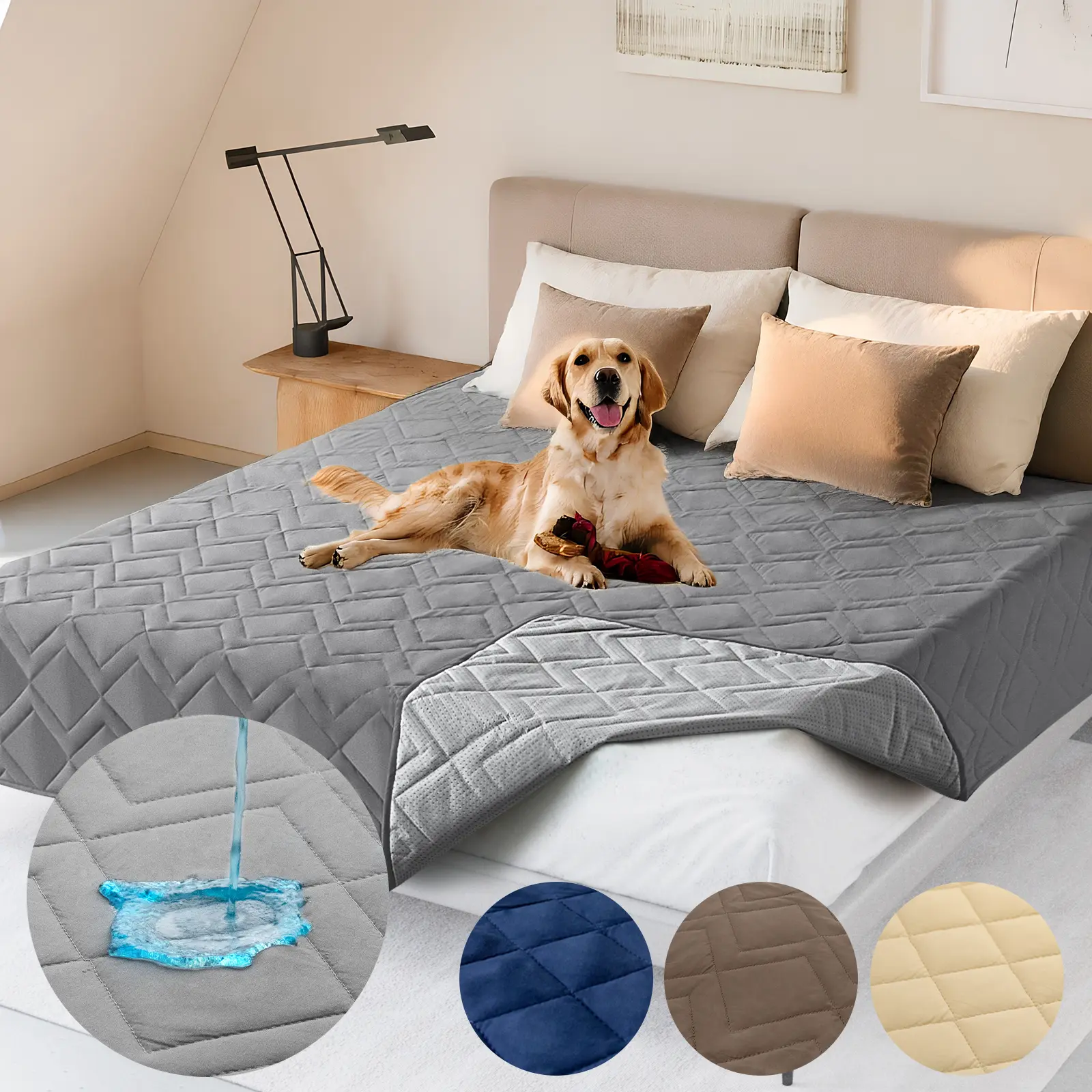 Moonsea Waterproof Pet Blanket with Non-Slip Bottom for Dogs Cats, Scratch Proof Washable Versatile Soft Bed Sofa Couch Cover Furniture Protector for Home & Pet Owners, Portable Lightweight Outdoor Dog Pads, All Seasons Use Bedding #tiktokshopsummersale