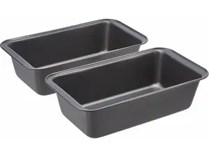 Aesthetic Nonstick Bread Loaf Pans – Set of 2 Gray 9.5" x 5" Rectangular Baking Molds for Homemade Bread, Banana Loaf, Pound Cake, and Trending TikTok Baking Recipes