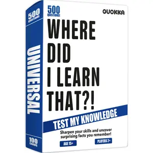 QUOKKA Trivia Games for Adults Where Did I Learn That? with Universal 500 Questions - Fun Adult Board Game Trivia Cards for Teens, and Families