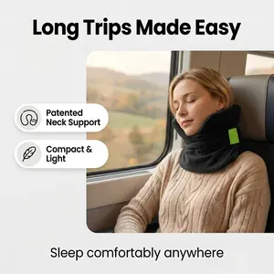 No More Stiff Neck - Dual-Side Orthopedic Travel Neck Pillow with Ergonomic Foam Support for Airplane Deep Sleep