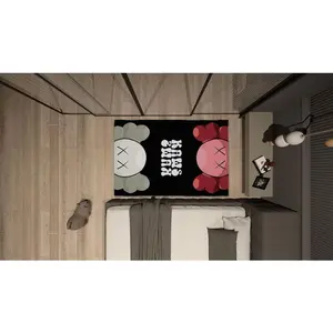 Double Kaws Area Rug: Pink & Black Hypebeast Decor