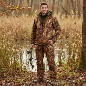 Men's Quiet Camo Hunting Jacket and Pants Set - Water Resistant Hunting Suit with Silent Fabric Technology Perfect for Deer Duck Bow Hunting Outdoor Activities Camouflage Gear for All Weather Conditions8I1A