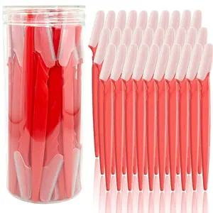 Red Eyebrow Razor and Face Razor for Women and Men, Eyebrow Hair Trimmer and Shaver with Protective Cover, Stainless Steel, Safe and Newbie Friendly