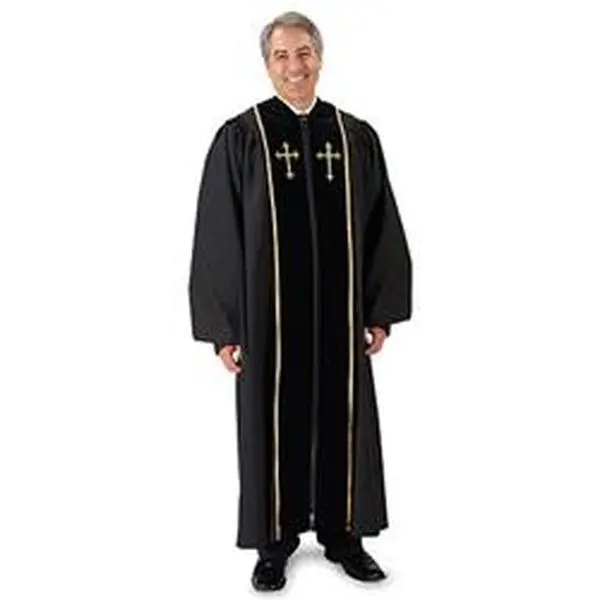 CBCS TS785-57 Cambridge Pulpit Robe with Embroidered Gold Crosses, 57 in.