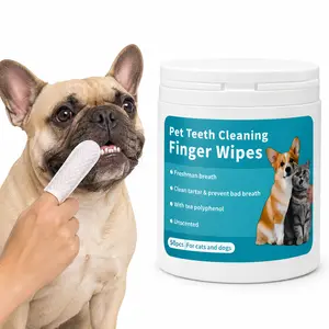 50pcs Pet Dental Finger Wipes for Dogs & Cats, Gentle Oral Care, Teeth & Mouth Cleaning, Unscented, Daily Use outdoorfun