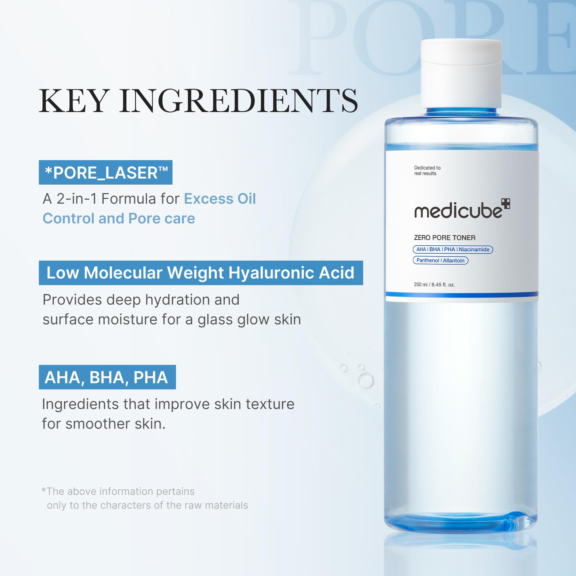 [medicube] Zero Pore Toner I Exfoliating & Hydrating Blue Bottle Water Toner with AHA, BHA, PHA, Niacinamide, and Panthenol | Korean Skin Care for Pores, Texture, Moisture Care