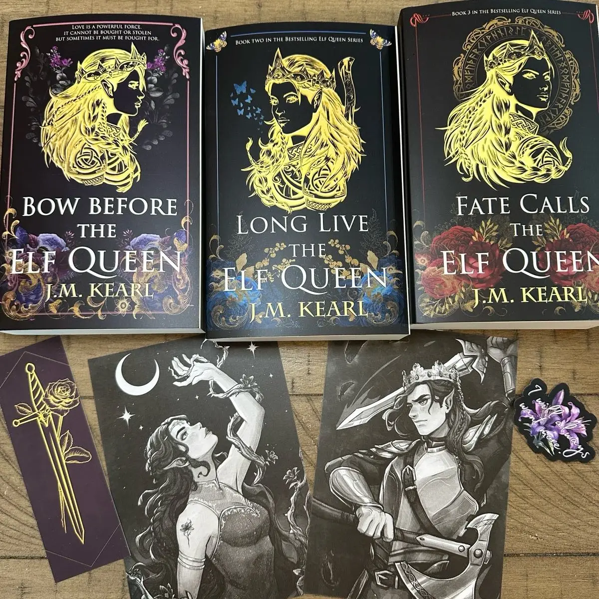 Signed 3 Book Paperback Set of The Elf Queen Series with Art