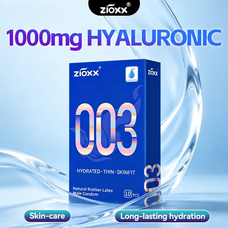 【Zioxx 003】Ultra Thin Condoms for Men 10 Count  Hyaluronic Acid Lubricated for Extra Comfort SkinFit Natural Latex Odorless & Ultra-Sensitive Healthcare Soft Menswear