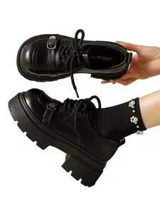 Women's Thick Sole Loafers Spring New Style Height Increasing Single Shoes British Style Small Leather Shoes Walking Shoes Footwear Business Casual Shoes