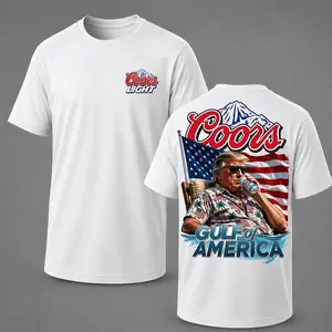 Coors Light Beer Gulf of America President Trump Graphic T-Shirt, Patriotic USA Flag Independence Day Tee, Funny 4th of July American Beer Lover Shirt, Retro Summer Vacation Party Top, Unisex Cotton Tee for Men Women, Freedom & America First Gift