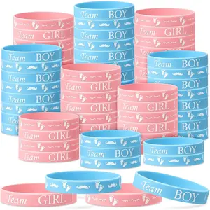 30PCS Gender Reveal Bracelets, Team Boy Silicone Wristbands and Team Girl Rubber Bracelets for Gender Reveal Ideas Party Supplies Decorations (15 blue/15 pink)- Home Improvement Gifts Multicolor