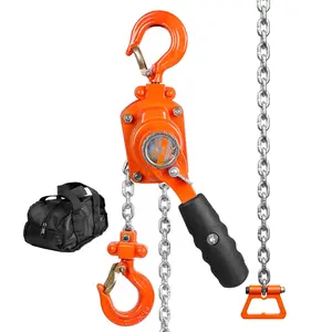 Manual Lever Chain Hoist, 1/4 Ton (550 Lbs) Capacity, 5 Ft Come-Along, G80 Galvanized Carbon Steel Frame, Weston Double-Pawl Brake, Auto Chain Lead, 360° Rotation Hook, Industrial Lifting Tool for Garage, Workshop, Factory & Dock